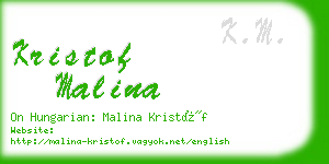 kristof malina business card